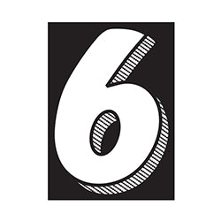 Window Sticker - 7 1/2 White/Black #6 - Qty. 12 12 / PK