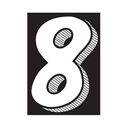 Window Sticker - 7 1/2 White/Black #8 - Qty. 12 12 / PK