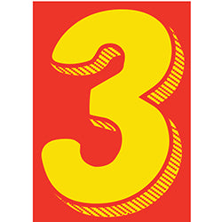 Window Sticker - 7 1/2" Yellow-Red #3 12 / PK
