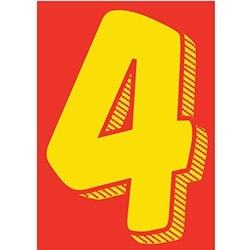Window Sticker - 7 1/2" Yellow-Red #4 12 / PK
