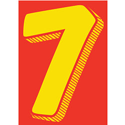 Window Sticker - 7 1/2" Yellow-Red #7 12 / PK