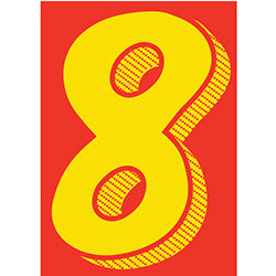 Window Sticker - 7 1/2" Yellow-Red #8 12 / PK