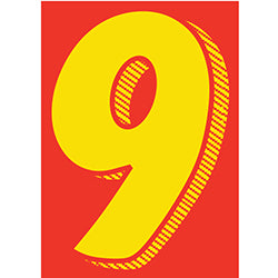 Window Sticker - 7 1/2" Yellow-Red #9 12 / PK