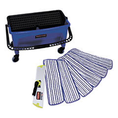 Microfiber Floor Finishing System, 3 gal, Blue/Black/White