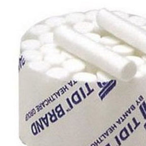 TIDI Dental Roll White Cotton .31in x 1.5in 50ea x 40bnd 2,000 per Box