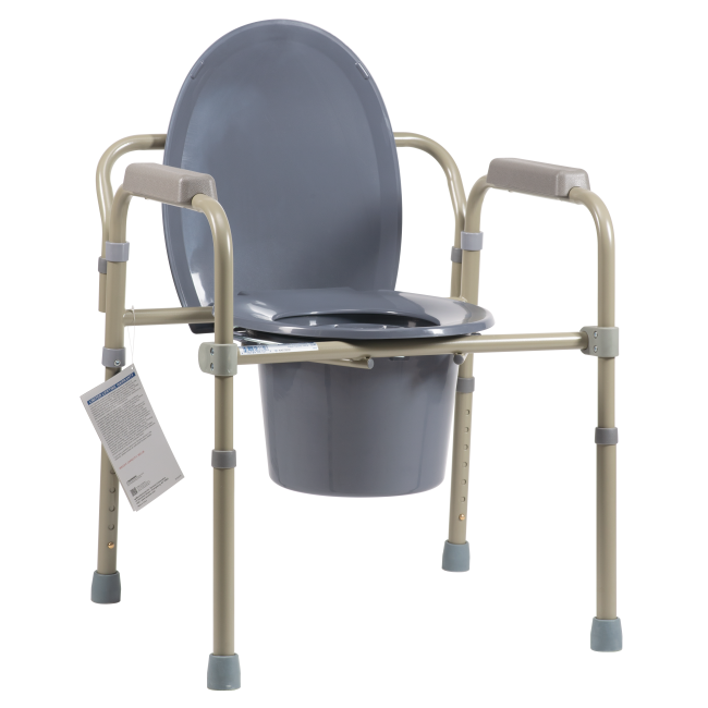 Elongated Folding Bedside Commode - Steel - 1pc/box