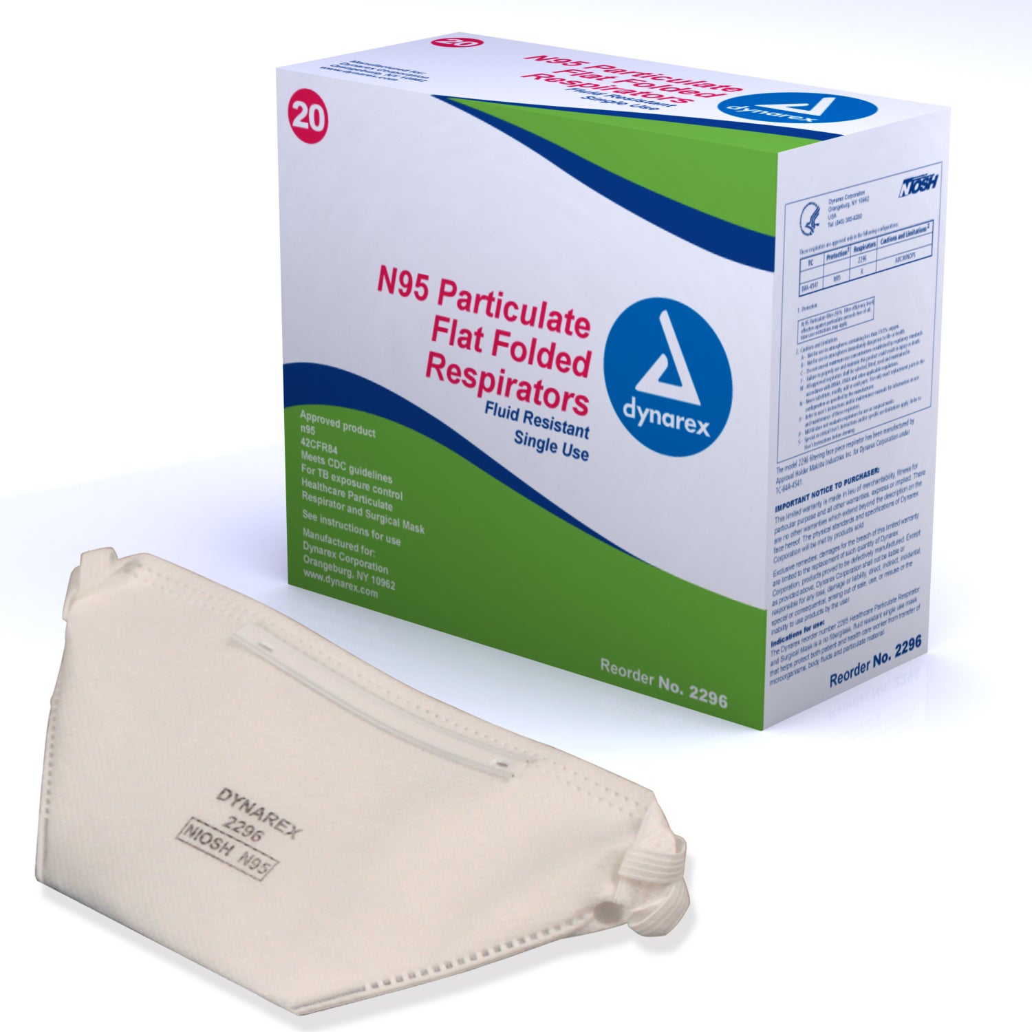 N95 Particulate Respirator Mask - flat - 12/20/cs