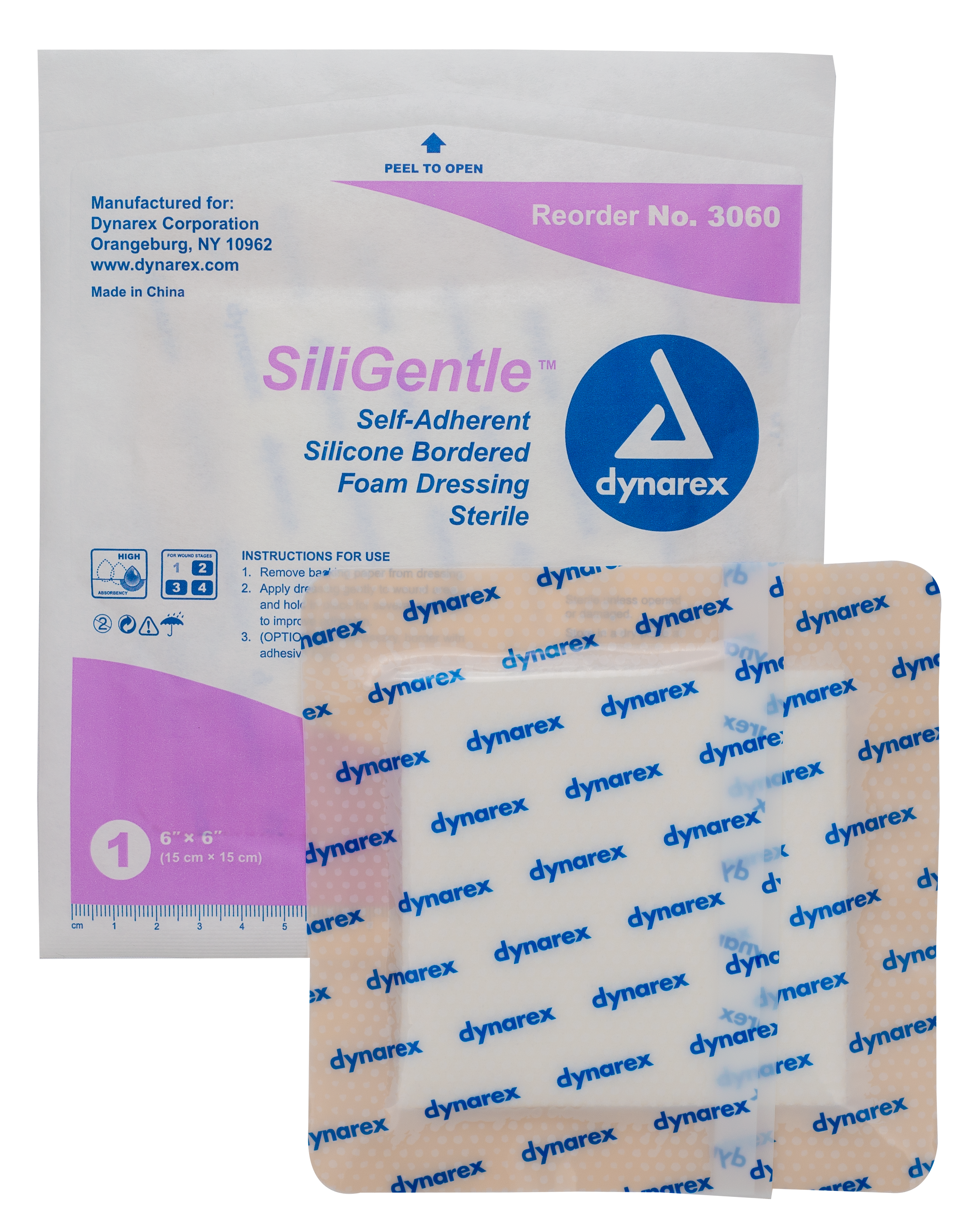 SiliGentle - Silicone BordeRed Foam Dressing - 6" x 6" - 12/10/cs