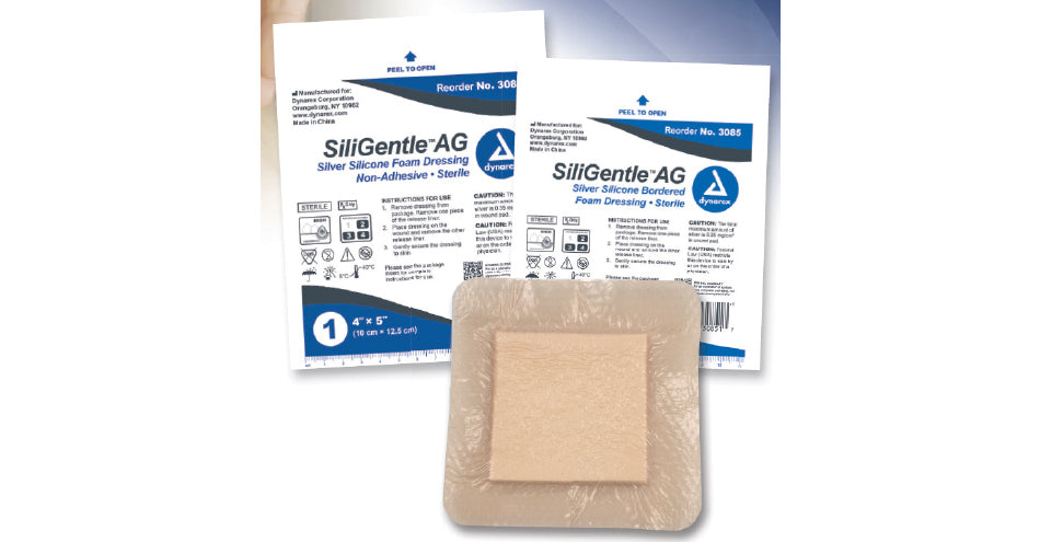 SiliGentleAG - Silver Sil. BordeRed Foam Dressing - 4" x 4" - 5/10/cs
