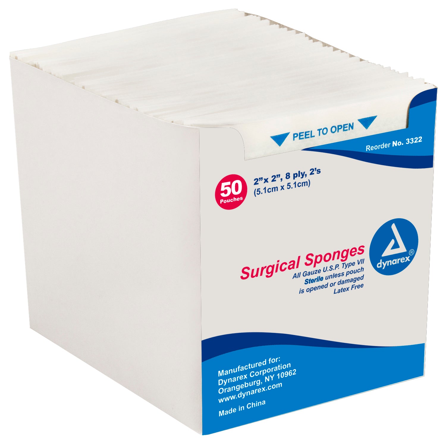 Surgical Gauze Sponge Sterile 2's - 2"x 2" 8 Ply - 30/50 (3000/cs)