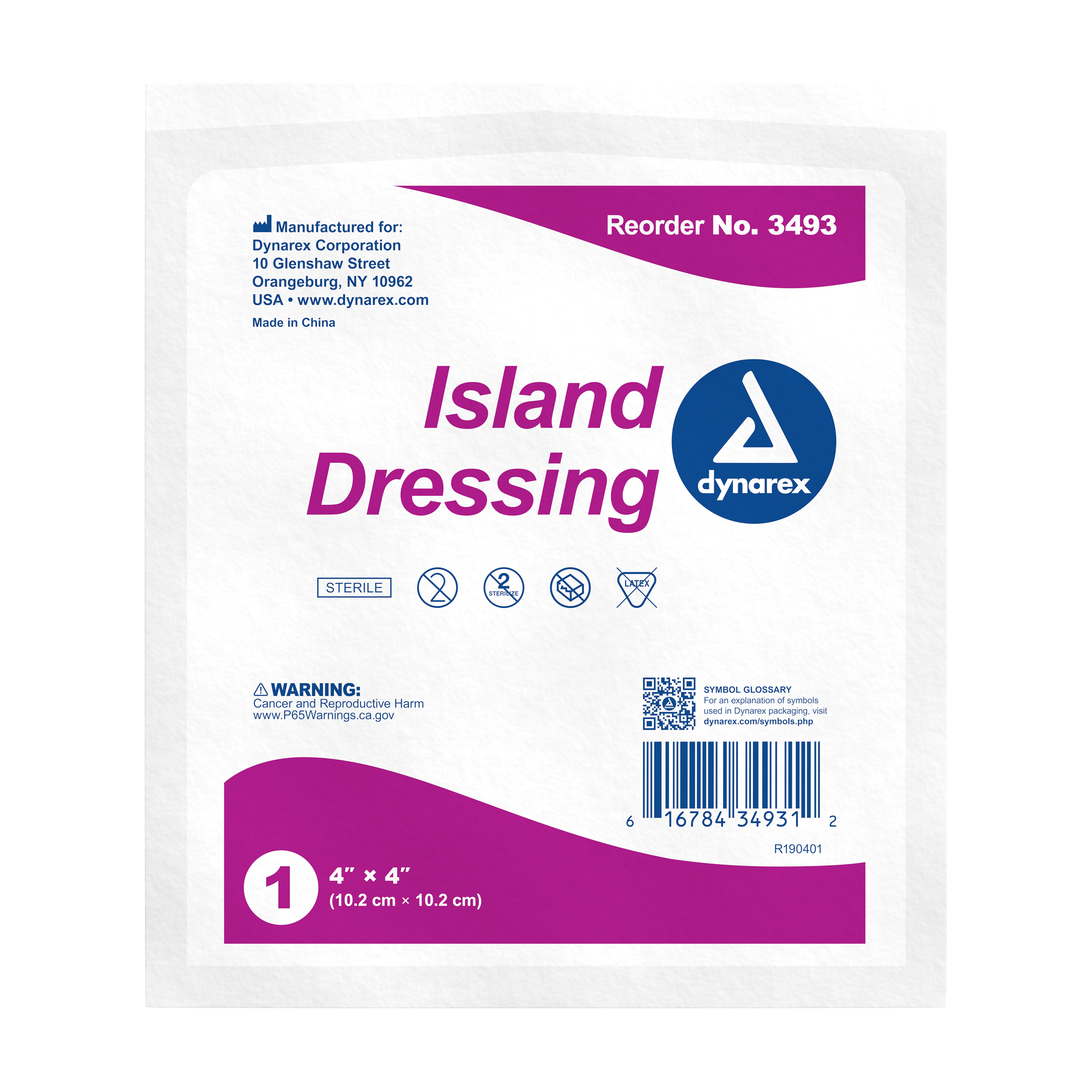 Island Dressing Sterile - 4" x 4" - 6/25/cs