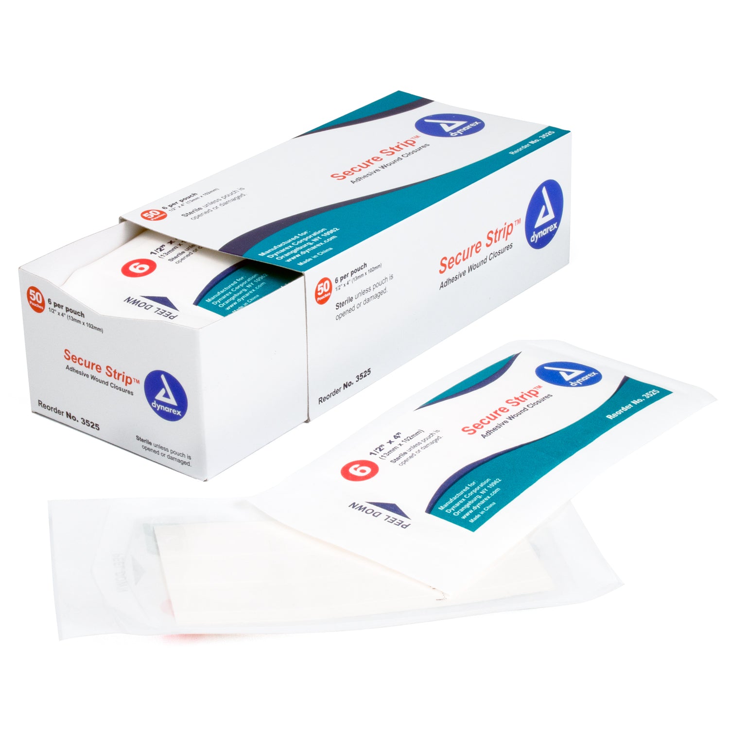 SecureStrip Adhesive Wound Closures - Sterile - 1/2" x 4" - 6/pouch 4/50/cs