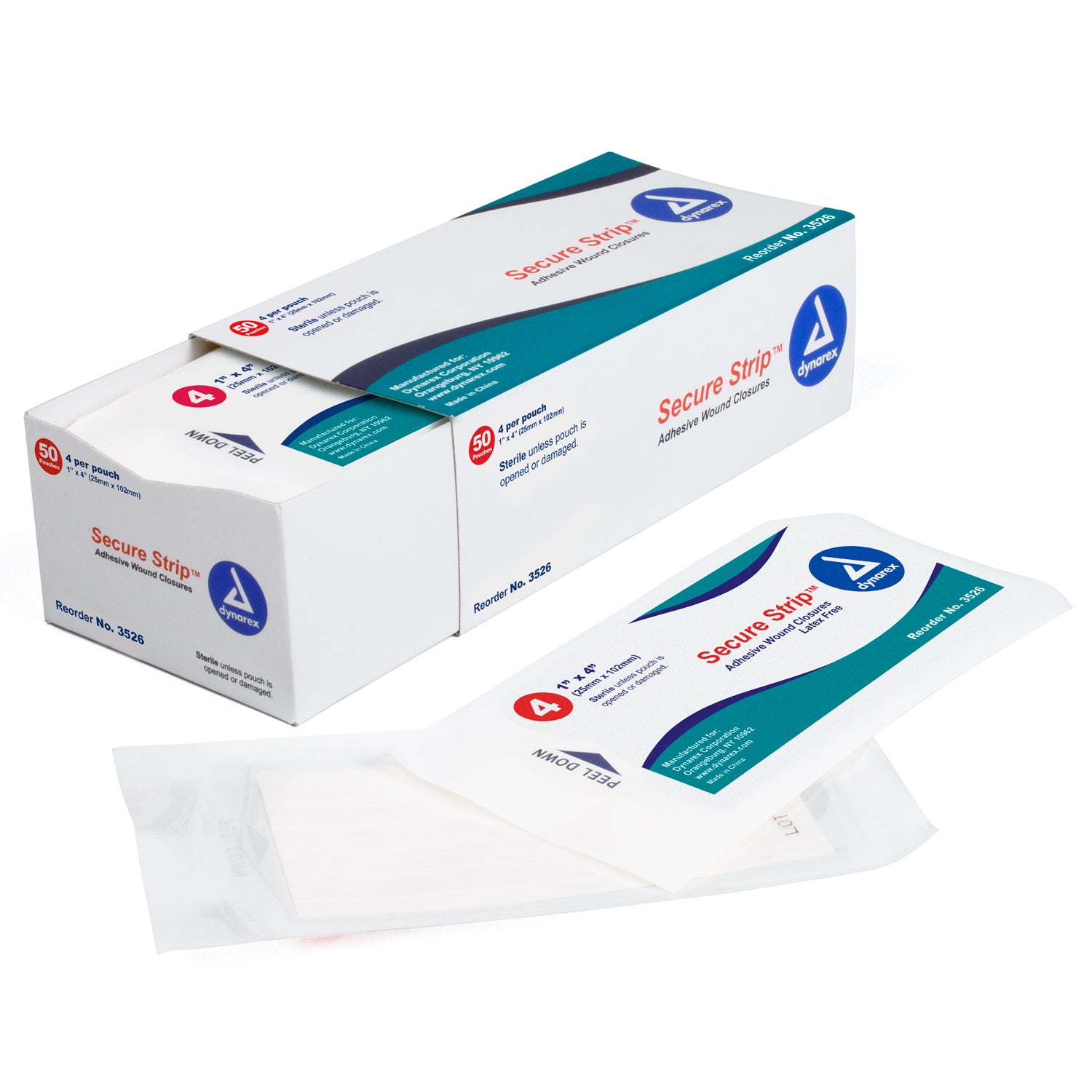 SecureStrip Adhesive Wound Closures - Sterile - 1" x 4" - 4/pouch 4/50/cs