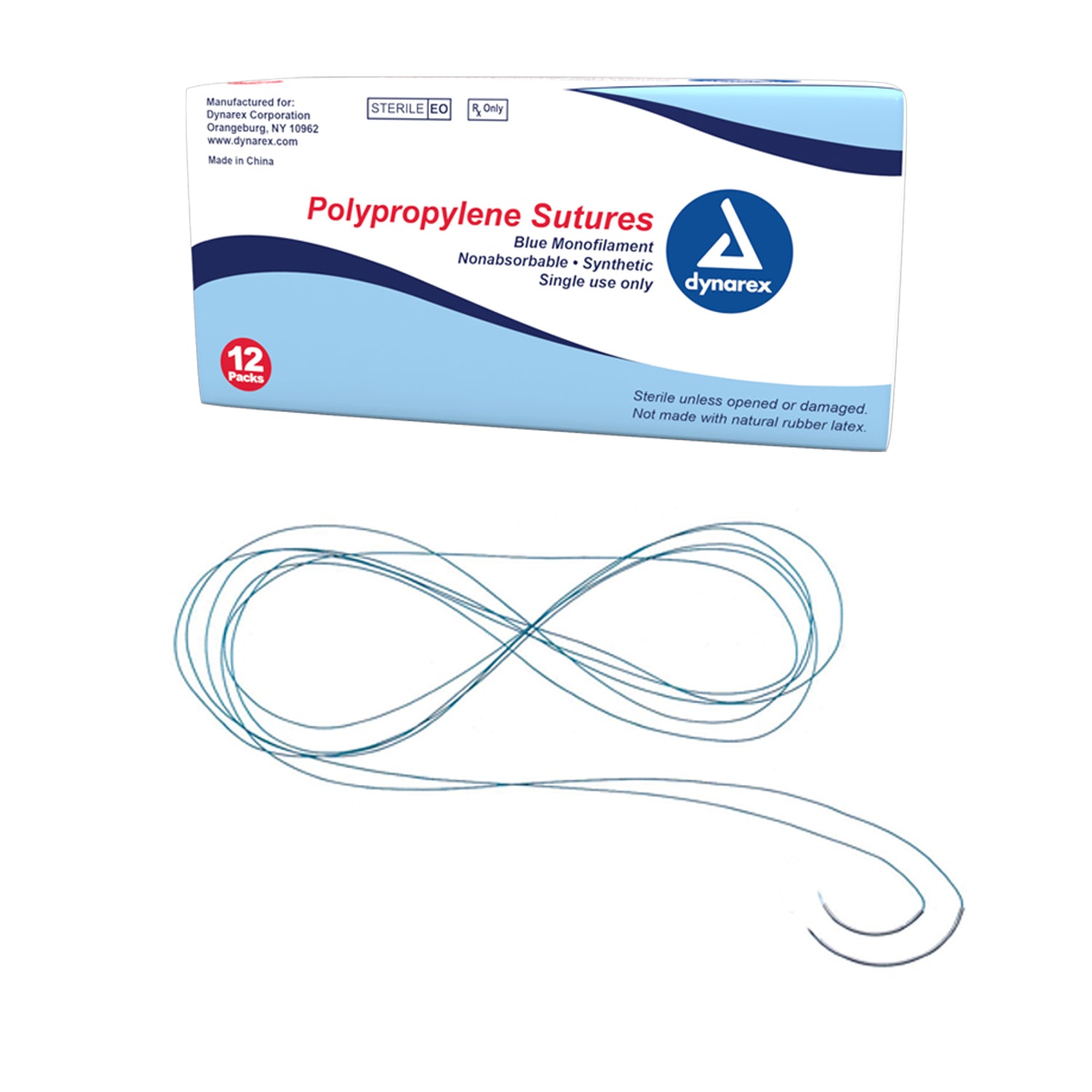 Polypropylene Sutures-Non Absorbable-Synthetic - Blue - 5-0 - C3 Needle - 18" - 12/Box