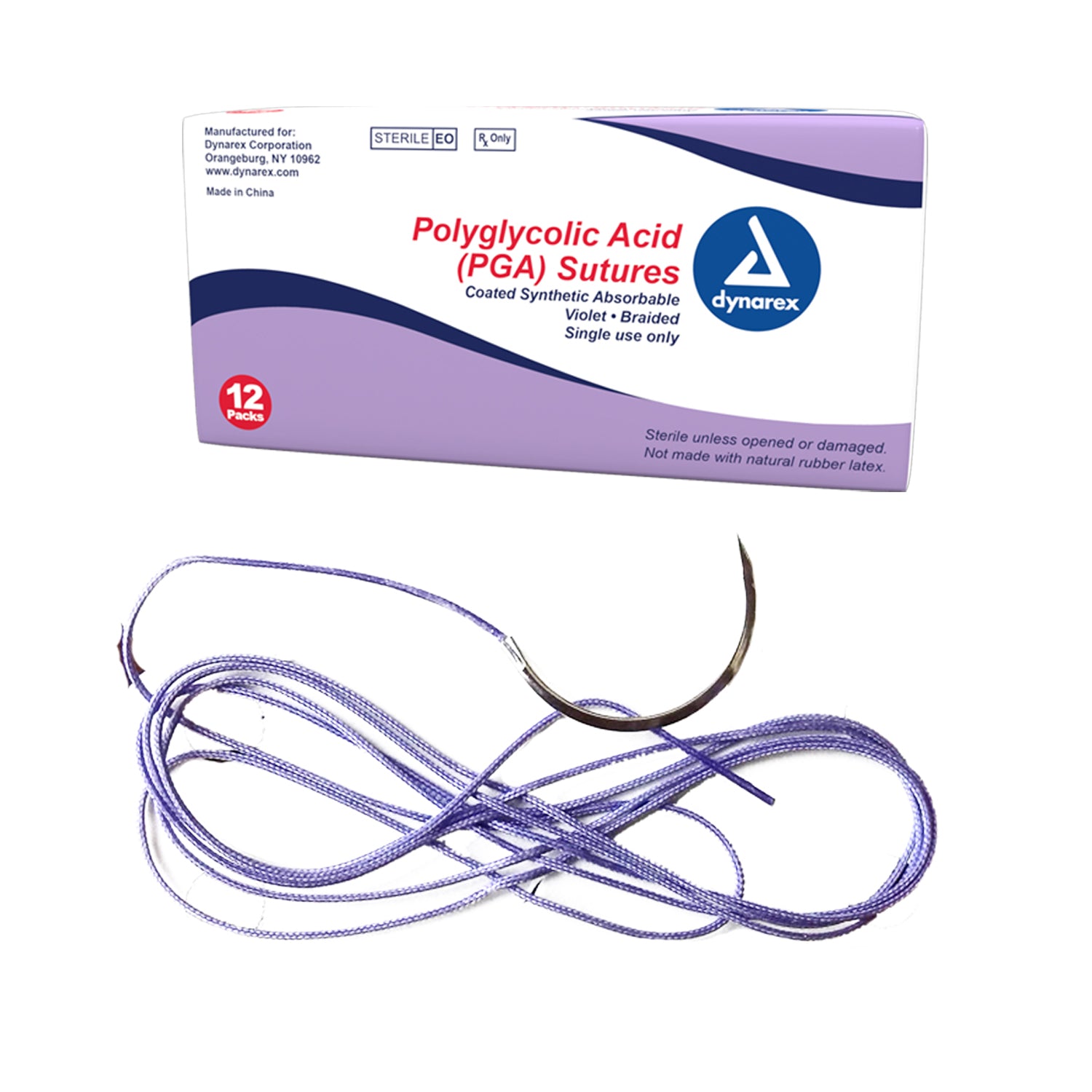 Braided (PGA) Sutures-Absorbable-Synthetic - Violet - 5-0 - C3 Needle - 18" - 12/Box