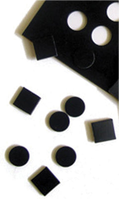 Dycem® Non-Slip Material Discs/Squares - non-slip self-adhesive squares - 1/2" each - 24/sheet - black