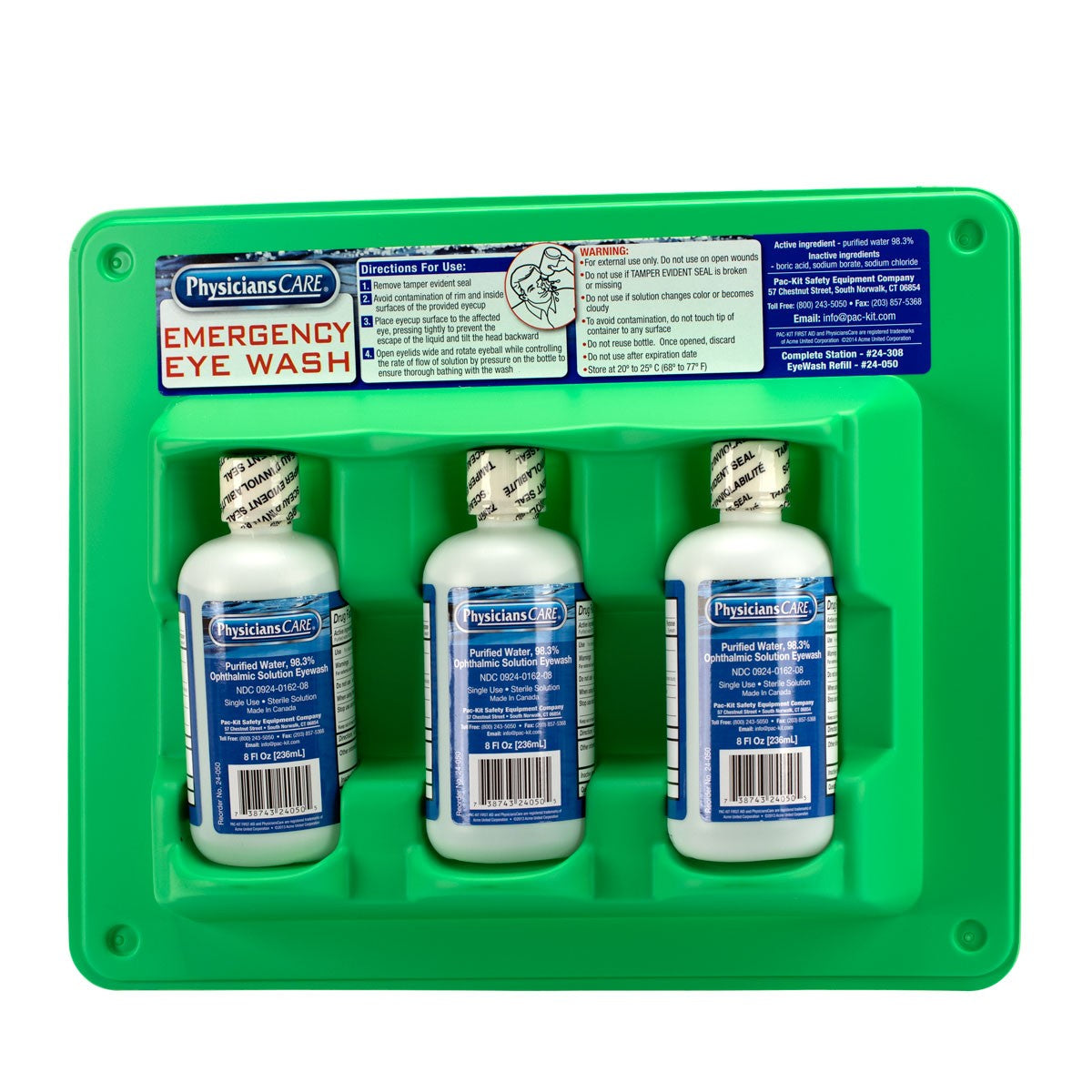 Eyewash Station, Triple 8 oz. Screw Cap Bottle