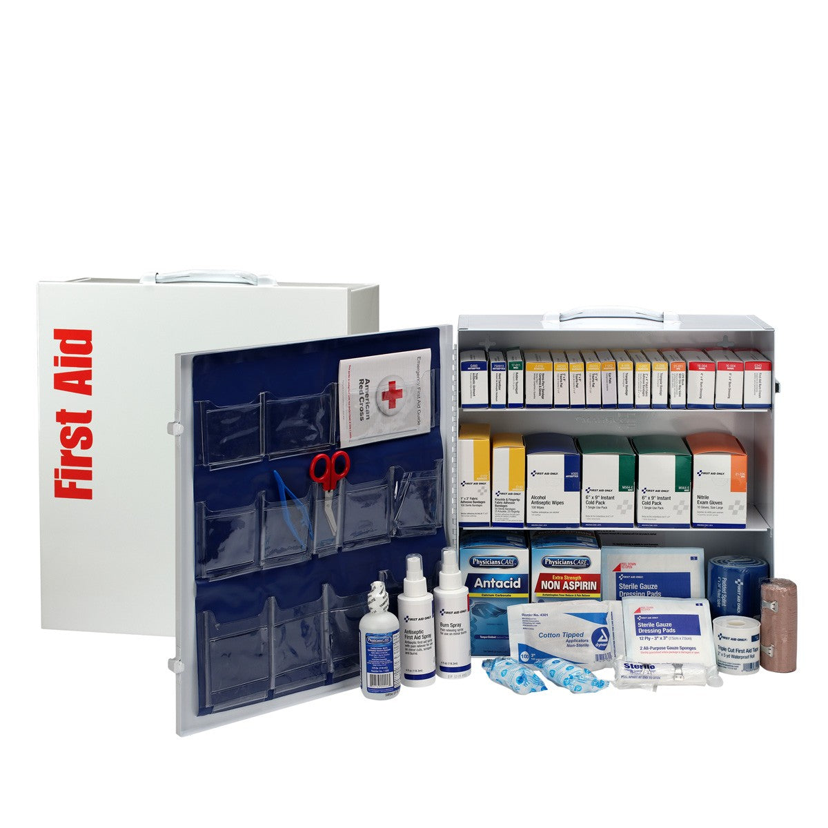 3 Shelf First Aid ANSI B+ Metal Cabinet, with Meds, Custom Logo
