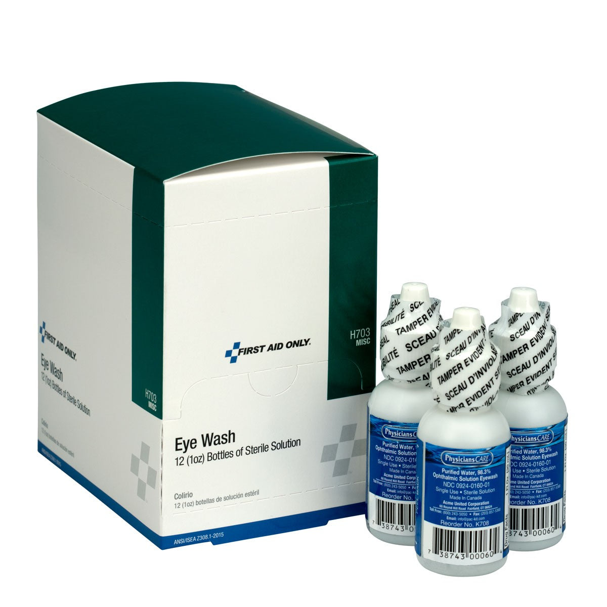 Eyewash Bottle, Screw Cap, 1 oz., 12/box