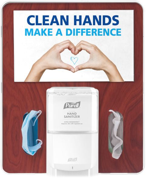 PURELL® MESSENGER™ Floor Stand Hygiene Bracket - White with Maple