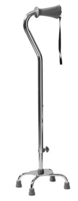 Lumex Silver Collection Low Profile Quad Cane, Aluminum, Ortho-Ease Grip, Small Base (8" x 6")