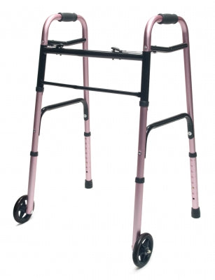 Everyday Walker with Wheels Dual Release Pink Adult, 2/Cs, Lumex