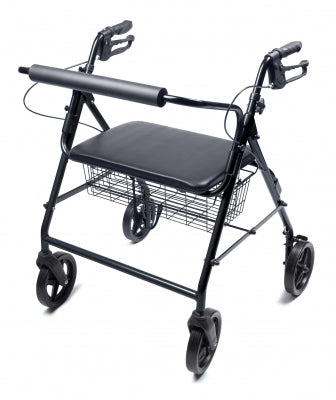 Lumex Walkabout Four-Wheel Imperial Rollator - Straight Backbar, Black