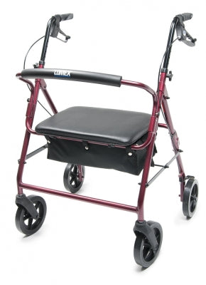 Lumex Walkabout Four-Wheel Imperial Rollator - Contoured Hemi Bariatric, Burgundy