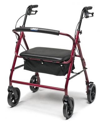 Lumex Walkabout Four-Wheel Imperial Rollator - Contoured Backbar, Burgundy