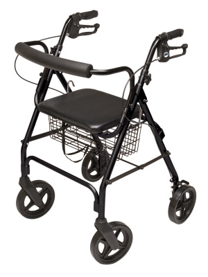 Lumex Walkabout Four-Wheel Contour Deluxe Rollator, Black