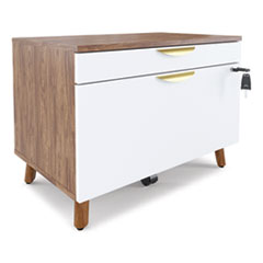 MidMod Lateral File Cabinet, 2-Drawers: Box/File, Legal/Letter, White/Espresso, 29.4