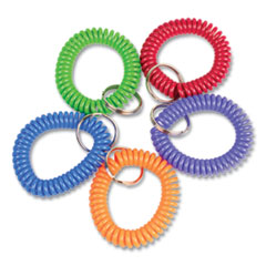 Wrist Key Coil Key Organizers, Blue/Green/Orange/Purple/Red, 10/Pack
