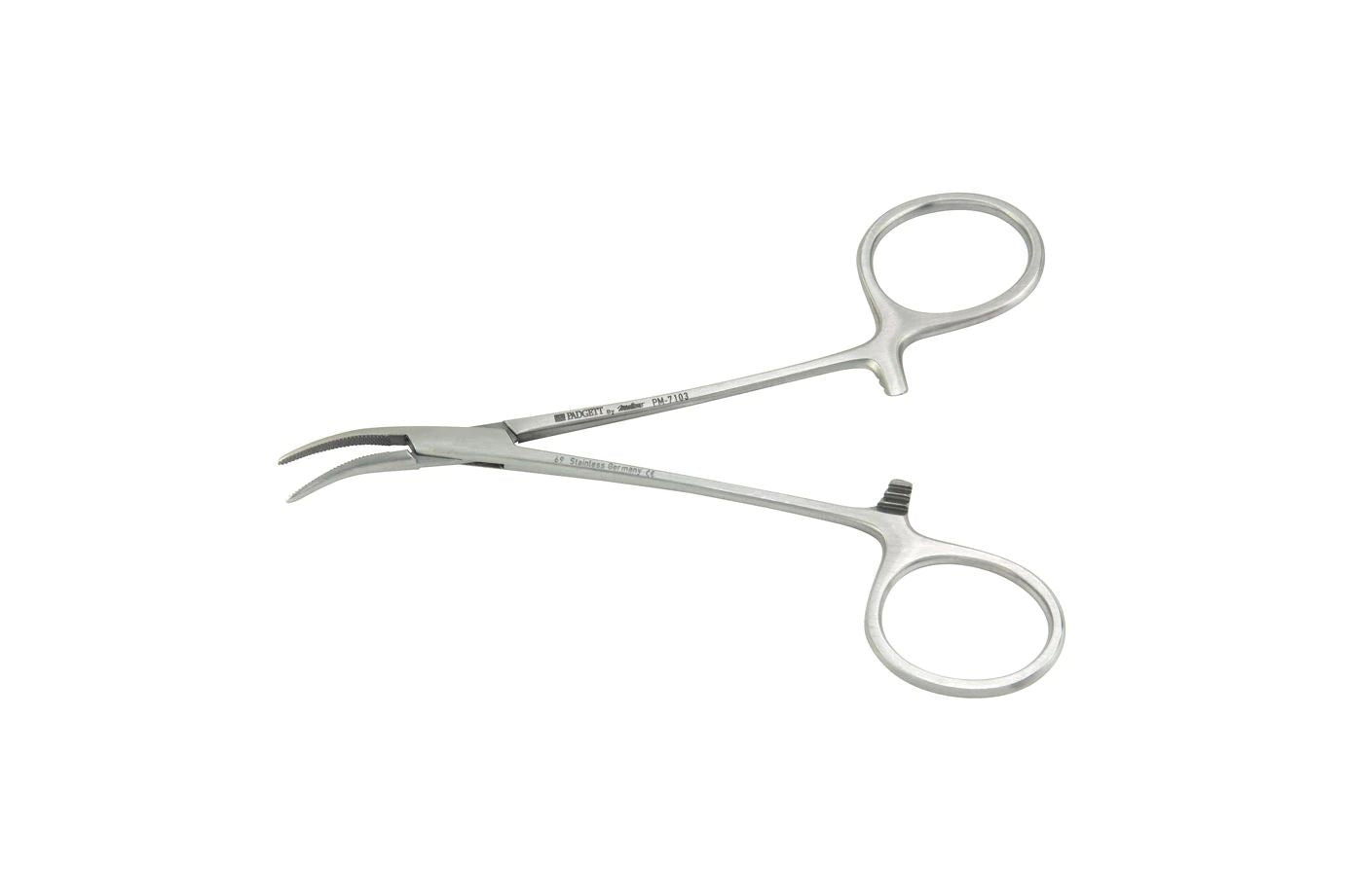 Dandy Forceps - 4-3/4" (120mm) - Curved Sideways - Cross Serrated Jaws