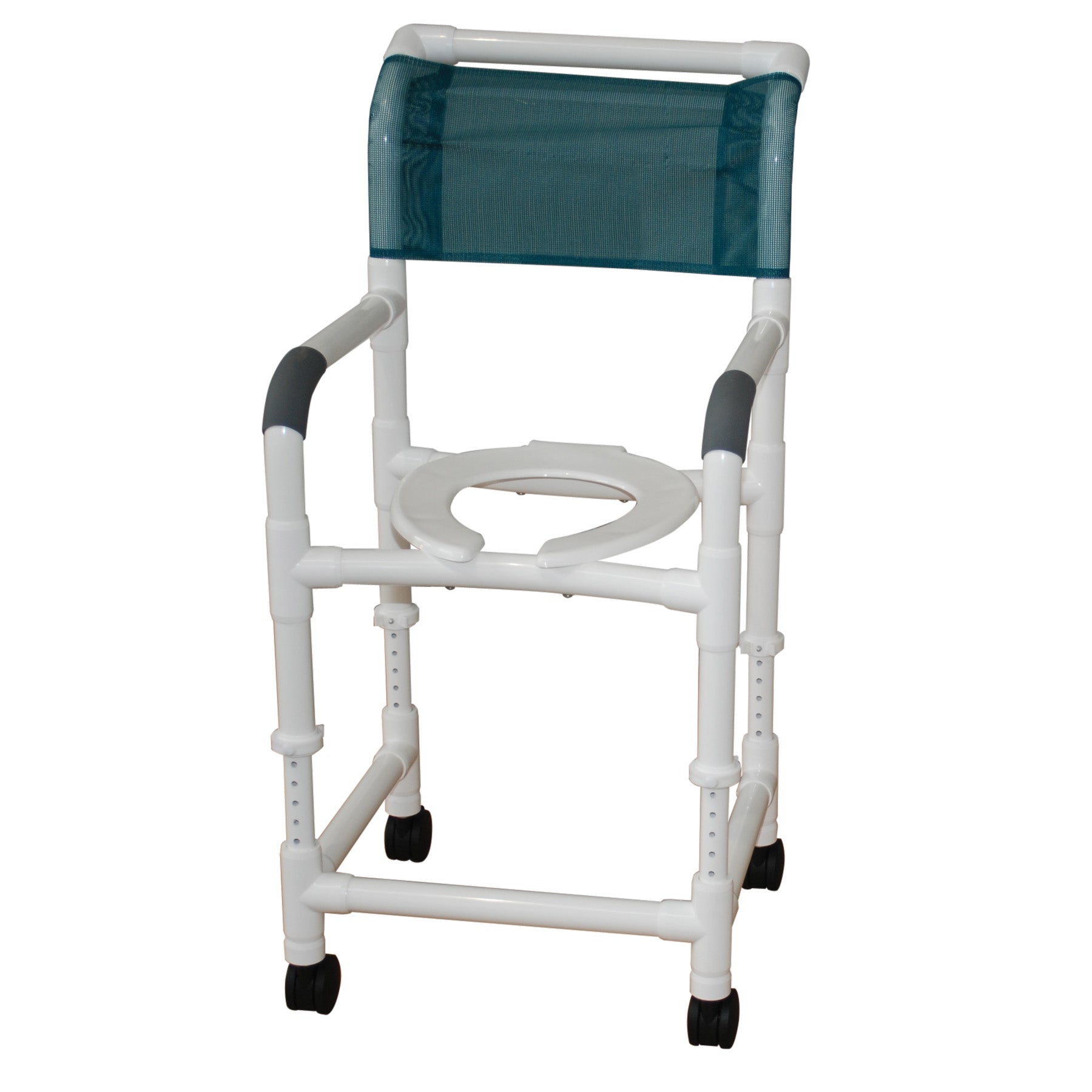 Adjustable Height Shower Chair 18" Internal Width,Open Front Seat, 3" Twin Casters, 250 Lbs Weight Capacity