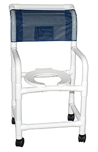 Shower Chair 18" Internal Width,Open Front Seat, 3" Twin Casters, Flared Stability-4" Wider Bottom Base 300Lbs