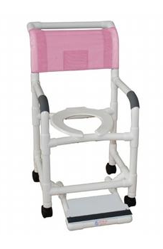 Shower Chair 18" Internal Width,Open Front Seat, 3" Twin Casters, Sliding Footrest 300Lbs