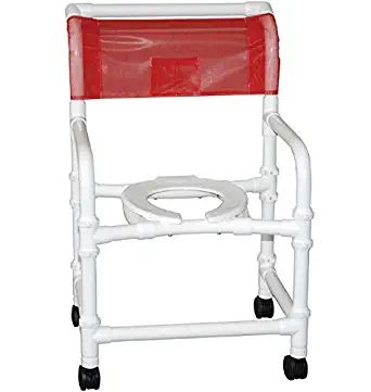 Knocked Down Wide shower chair 22" internal width,deluxe elongated open front soft seat, 3" twin casters, 375 lbs wt cap