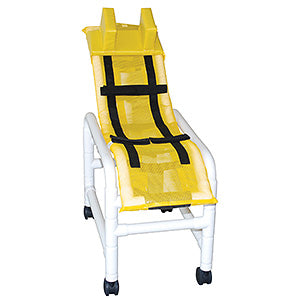 Pediatric Series - Reclining bath/ shower chair (MEDIUM) w/base & casters w/ head bolster, 130 lbs wt cap