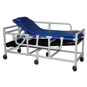 Shower gurney - three position elevating headrest - hard shell drain pan/hose Shower gurney - three position elevating headrest - hard shell drain pan/hose