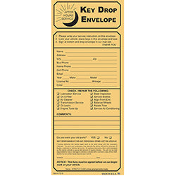 Key Drop Envelope, Key Drop Kraft With Checklist 100 / BX