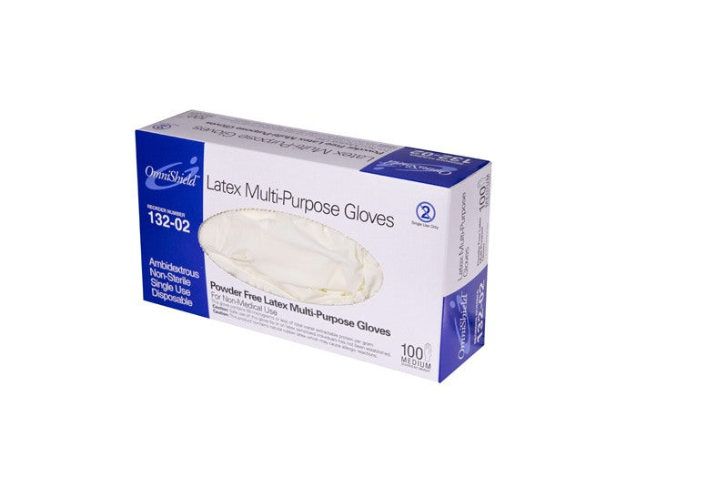 OmniShield Latex Powder Free Multi-Purpose Gloves - Size: Medium