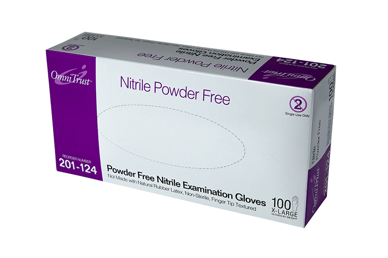 OmniTrust Nitrile Powder Free Examination Gloves - Size: Medium