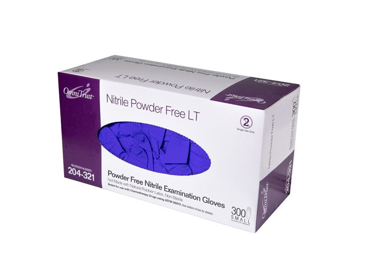 OmniTrust Nitrile Powder Free LT Examination Gloves - Size: Large