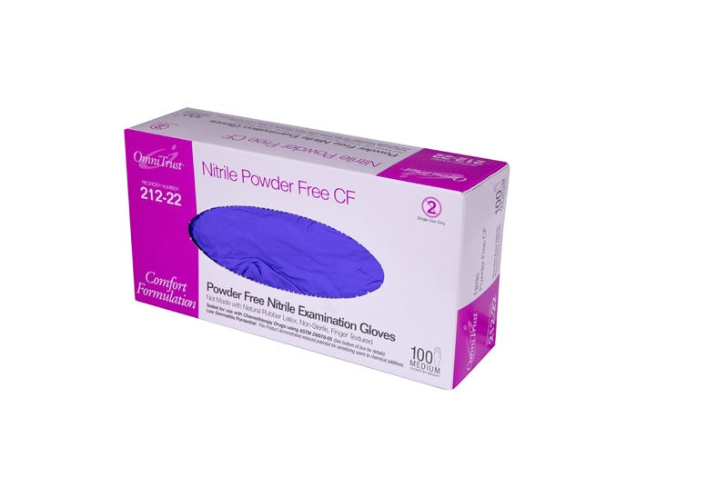 OmniTrust Nitrile Powder Free Examination Gloves - Size: Medium