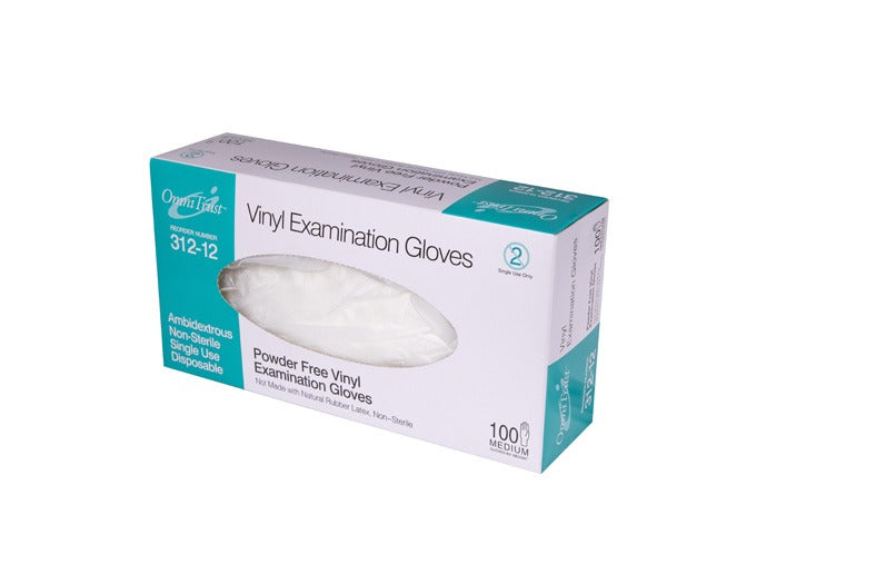 OmniTrust Vinyl Powder Free Examination Gloves - Size: Small