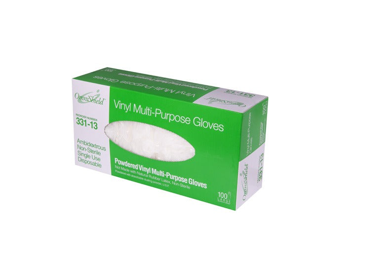 OmniShield Vinyl Powdered Clear Multi-Purpose Gloves - Size: X-Large