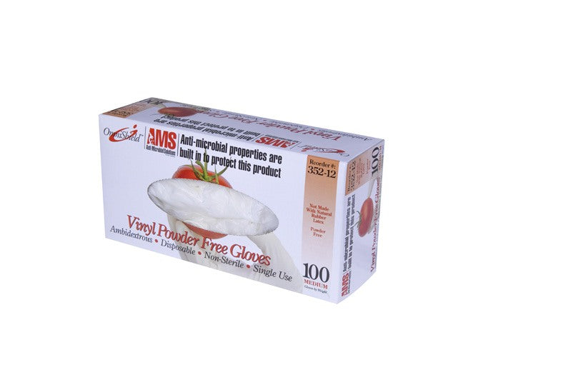 OmniShield Vinyl Powder Free Clear Food Service Gloves with AMS TECHNOLOGY - Size: Large