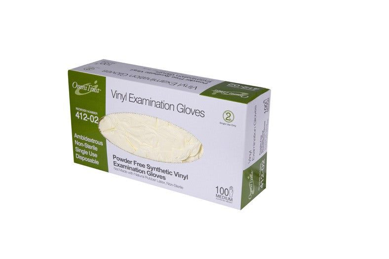 OmniTrust Vinyl Powder Free CF Examination Gloves - Size: Large