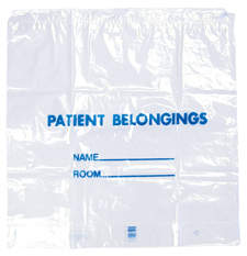 PATIENT BELONGINGS BAG DRAWSTRING CLEAR PLASTIC 20"X20"X4" 250 PER CASE
