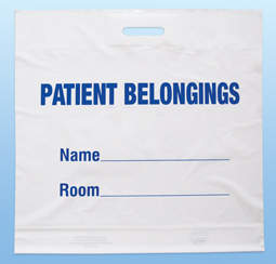 PATIENT BELONGINGS BAG PUNCH OUT HANDLE WHITE BIODEGRADABLE 20" X 20" X 4" - 250 PER CASE